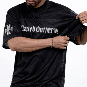 Maillot de football américain surdimensionné personnalisé avec logo, en mesh noir pour homme, style streetwear tendance, vêtements de sport, maillot de football, services OEM - Product Image 4