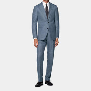 Costume d'affaires pour homme, coupe ajustée, élégant, bleu clair, vêtements de cérémonie pour homme, OEM personnalisé, costume bleu clair haut de gamme - Product Image 1