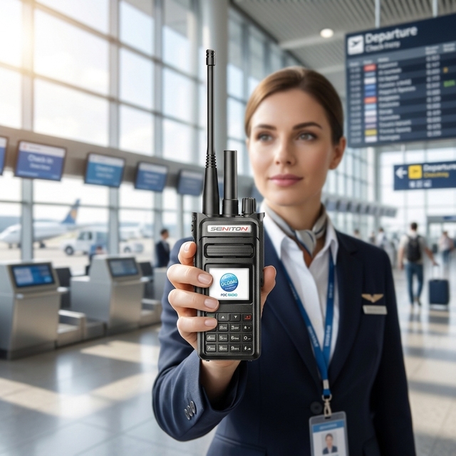 4G POC Radio Dual-Mode Two Way Radio Analog Walkie Talkie Global Long Range High-Capacity Battery Intercom for Flight Scheduling