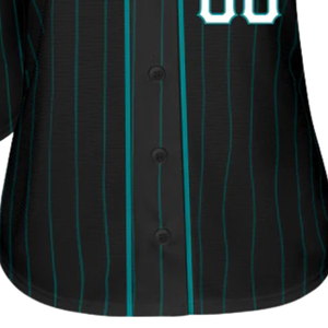 Black Aqua Pinstripe Teal White Baseball Jersey for Men Button Down Team Uniform Breathable Lightweight <b>Athletic</b> Sports Apparel - Product Image 6