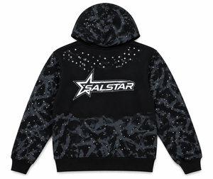 SALSTAR Sweat-shirt à capuche pour femme, manches longues, imprimé, fermeture éclair sur le devant, décontracté, tricoté, automne, motif étoile noire - Product Image 2