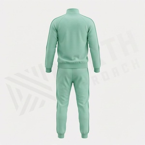 Ensemble de survêtement pour homme, couleur unie, fermeture éclair intégrale, col montant, sweat-shirt et pantalon, respirant, décontracté, pour l'automne - Product Image 2