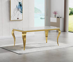 Table à manger moderne de style italien avec plateau en verre trempé pour salon et salle à manger - Product Image 6