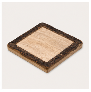 Handcrafted Rustic Square Mango Wood <b>Coasters</b> With Natural Tree Bark Edges Set Of 4 Eco-Friendly Heat-Resistant <b>Drink</b> Mats & Pad - Product Image 2