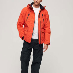 Veste de randonnée à capuche orange pour homme avec fermeture éclair, rembourrage en coton, coque en polyester/nylon, coupe régulière, veste de randonnée d'hiver - Product Image 3