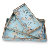 Plateaux décoratifs rectangulaires en bois de luxe à motif abstrait Chinoiserie Blue Jay, vente en gros, commande en gros pour mariage