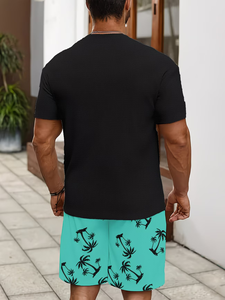 Conjunto Deportivo Informal de Verano para Hombre con Camiseta de Cuello Redondo Transpirable y Pantalones Cortos, 100% Poliéster Jersey, Secado Rápido - Product Image 4