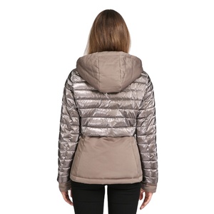 Women Puffer <b>Jacket</b> With Detachable Hat Winter Coat Full Sleeve Solid Color Zipper Closure Regular Length - Product Image 2