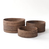 Panier à pain rond décoratif en rotin naturel, ensemble d'accessoires pour table de restaurant