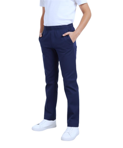 Pantalons d'école pour garçons avec poches, bleu marine, taille élastique, tissu sergé confortable, coupe droite, uniforme scolaire pour enfants - Product Image 3