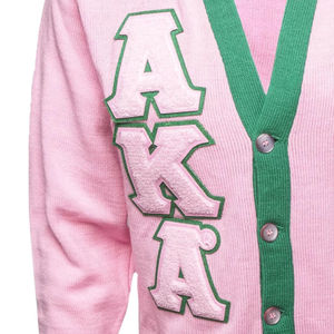 Cardigan en tricot blanc, rose et vert pour homme, col en V, logo brodé, pull pour homme, style automne, logo personnalisé sur le devant - Product Image 6