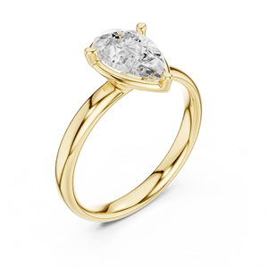 Bague de fiançailles solitaire en or jaune, taille poire, élégante, avec diamant, pour femme, bijoux de mariage - Product Image 1
