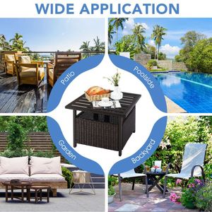 Tavolino da Esterno in Rattan e Acciaio per Patio, Resistente ed Elegante, Ideale per i Vostri Incontri Confortevoli - Product Image 6