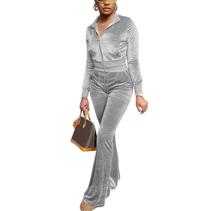 Ensemble de survêtement en velours pour femme avec crop top à poches personnalisé et sweat à capuche – Collection automne - Product Image 6