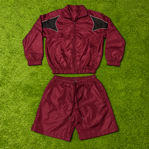 <b>Men</b>’s Lightweight Nylon Track Set <b>Zip</b> Jacket with Contrast Shoulder Panels Drawstring <b>Shorts</b> Elastic Waist Streetwear Sports Set - Product Image 1