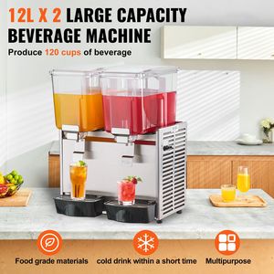 Dispenser per Bevande Commerciale da 13.6 Qt (12L), 280W, in Acciaio Inox 304, Macchina per Succhi con 2 Serbatoi (41x53.6), 220V, per Tè Freddo e Altri Usi - Product Image 2