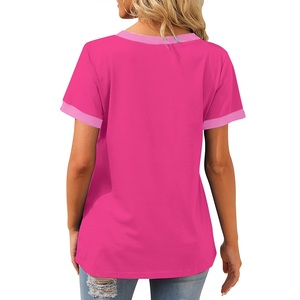 T-shirt Femme Col V Couleur Unie Premium Respirant Écologique 100% Coton Confort Quotidien Séchage Rapide Manches Courtes BD - Product Image 4