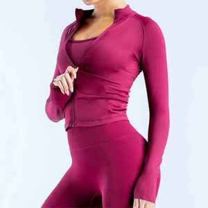 Women's <b>Yoga</b> <b>Jacket</b> Front Logo Customizable Compression Fitness Quick Dry Zip-up Seamless Plus Size Stretchy Spandex/Polyester - Product Image 2