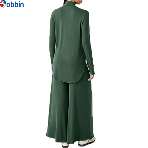 High Quality Hot Selling Soft Stretch Mock Neck Wide Leg Casual 2-Pcs Tracksuit <b>Set</b> Muslim Sportswear Tracksuits Women Clothing - Product Image 3