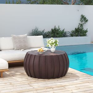 Mesa de Centro Moderna y Duradera de 35.43 Pulgadas, Diseño de Cemento MgO, Compatible con Interiores y Exteriores, Acabado Marrón Impermeable - Product Image 4