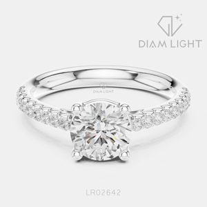 Bague de mariage ronde 1,00 carat, bijoux fins, certifiée IGI, or blanc 14 carats, diamant de laboratoire, bague de fiançailles et d'anniversaire - Product Image 1