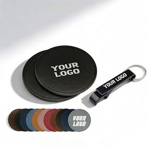 Sous-verres en cuir PU personnalisables avec logo, pour restaurants, hôtels, cadeaux d'affaires, vente en gros - Product Image 1