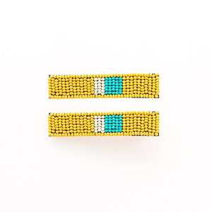 Elegante Pinza para el Cabello con Bordado de Cuentas, Accesorio para el Cabello con Cuentas de Bloques de Color Anna, Paquete de 2, Uso Diario, Resina de la India - Product Image 1