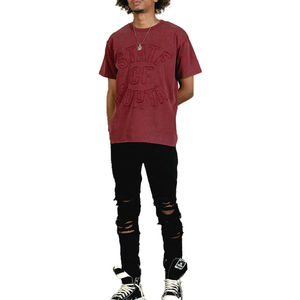 Camiseta Extra Grande Personalizada para Hombre, 100% Algodón Tejido, Transpirable, Ecológica, con Parche Bordado, Estilo Urbano, Proveedor Mayorista OEM - Product Image 4