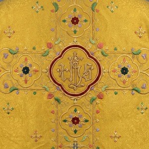 Chasuble liturgique brodée jaune avec étole à croix, vêtement religieux, service OEM, conception personnalisée - Product Image 4