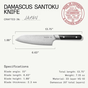 ชุดมีดเหล็กดามัสกัสญี่ปุ่น 3 ชิ้น (ประกอบด้วยมีดกิวโตะ, มีดนากิริ และมีดซันโตะกุ) |   เหล็กดามัสกัส 66 ชั้น พร้อมแกนกลาง VG-10 - Product Image 4