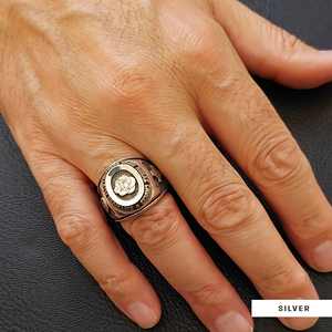 Anillo de Graduación Universitario BOJ RCJ Ring 021 Personalizado con Diamantes Plateados, Unisex, para Regalo en Fiestas y Ocasiones Especiales, Precio Bajo - Product Image 4