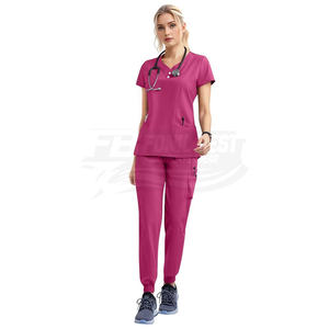 Tenues d'hôpital unisexes personnalisées : Blouses et pantalons de jogging, ensembles de blouses médicales en jersey de coton élasthanne/polyester, services OEM - Product Image 4