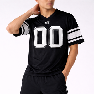 Jersey de Fútbol Americano Negro Oversize para Hombre, Transpirable, de Malla, Uniforme de Equipo Personalizado, Ropa Urbana, Venta al por Mayor, OEM, Jersey de Fútbol USA, MOQ Bajo - Product Image 6