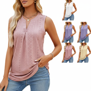 Top de Tirantes Finos sin Mangas con Encaje Calado Ecológico y Elegante para Mujer, Venta al por Mayor, Etiqueta Privada Personalizada - Product Image 1