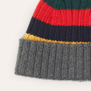 Unisex Color Blocking Knit Beanie <b>Hat</b> 100% Acrylic Casual Winter <b>Cap</b> Adult Size 56-58CM Hand Knitted Contrast Color - Product Image 4