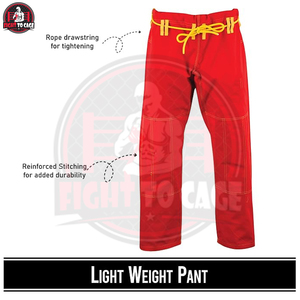 Uniforme d'entraînement d'arts martiaux en mélange de coton, de bonne qualité, professionnel, robuste, de couleur rouge unie, confortable, pour enfants - Product Image 4