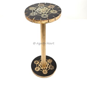 Beau pendule de méditation personnalisé en bois Triple lune Ankh avec motifs célestes porte-pendule en bois - Product Image 2