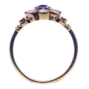 Gemvanity R995 Plaqué Or 14K Luxe Classique Sertissage Canal Diamant Tanzanite Taille Brillant Unisexe Cadeau de Fiançailles et de Mariage - Product Image 4