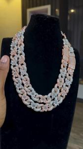 <b>Infinity</b> Flower Cuban Chain Necklace 925 Silver Moissanite Diamond Two Tone Gold Plated Hip Hop Jewelry Party Gift - Product Image 3