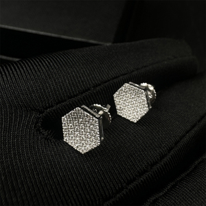 Pendientes de tuerca hexagonales de moissanita para hombre, plata 925, diamantes certificados, joyería de lujo ligera estilo hip hop, par. - Product Image 4
