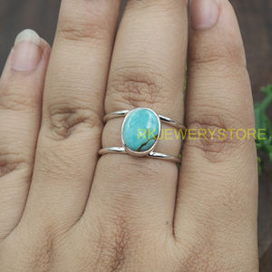 Natural Turquoise Gemstone 925 Sterling Silver <b>Ring</b> Handmade Adjustable Open Band Boho <b>Statement</b> <b>Ring</b> Women Jewelry for unisex - Product Image 5