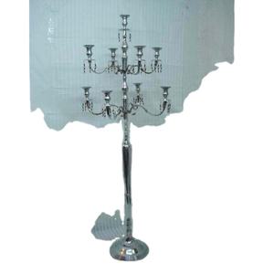 OMKAAR Chandelier de mariage fait à la main en argent à 9 lumières, support en métal et aluminium à 2 niveaux, décoration de bougie élégante, modèle spécial 4577 - Product Image 1