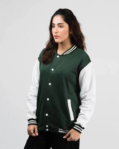 Veste universitaire marron et crème pour femme, manches longues, boutonnée, design contrasté, pour l'automne - Product Image 6