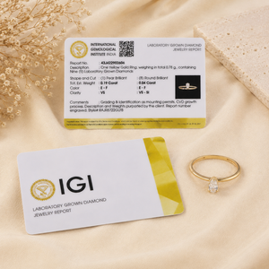 แหวนหมั้นเพชรเพาะเลี้ยงจาก Designer Lab ทองคำแท้ 14 กะรัต พร้อมใบรับรอง IGI ทรงบริลเลียนท์ หรูหรา สำหรับงานแต่งงาน เครื่องประดับผู้หญิง - Product Image 6