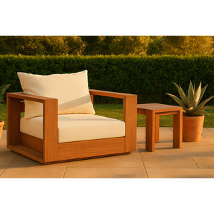 Sillón de Madera de Teca para Exteriores, Sofá Minimalista para Patio, Jardín, Resort, Hotel - Product Image 1