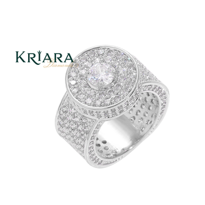 Bague de fiançailles de luxe pour femme en argent 925 plaqué or blanc, diamant de laboratoire taille brillant rond couleur D - Product Image 3