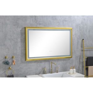 42x24 Inch LED Frontlit Bathroom Vanity <b>Mirror</b> Wall Mounted Metal Frame <b>Smart</b> Touch Button Anti Fog Memory Square Glass Square - Product Image 6