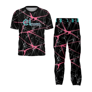 Custom Softball Uniform Set Sublimated Jersey Pants Breathable Quick Dry <b>Athletic</b> Team Wear Design Black Pink Front 100% - Product Image 1