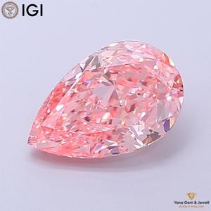 เพชร CVD ที่ได้รับการรับรองจาก IGI น้ำหนัก 2.00 กะรัต รูปทรงลูกแพร์ สีชมพูสดใสแฟนซี ความสะอาดระดับ VVS2 สำหรับออกแบบจี้ตามสั่ง - Product Image 1