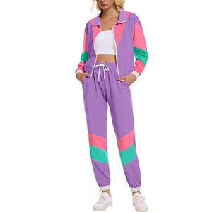 Women Color Blocking Tracksuit Full Sleeve Zipper Sporty <b>Jogging</b> <b>Suit</b> With Side Pockets Spring Wear - Product Image 4